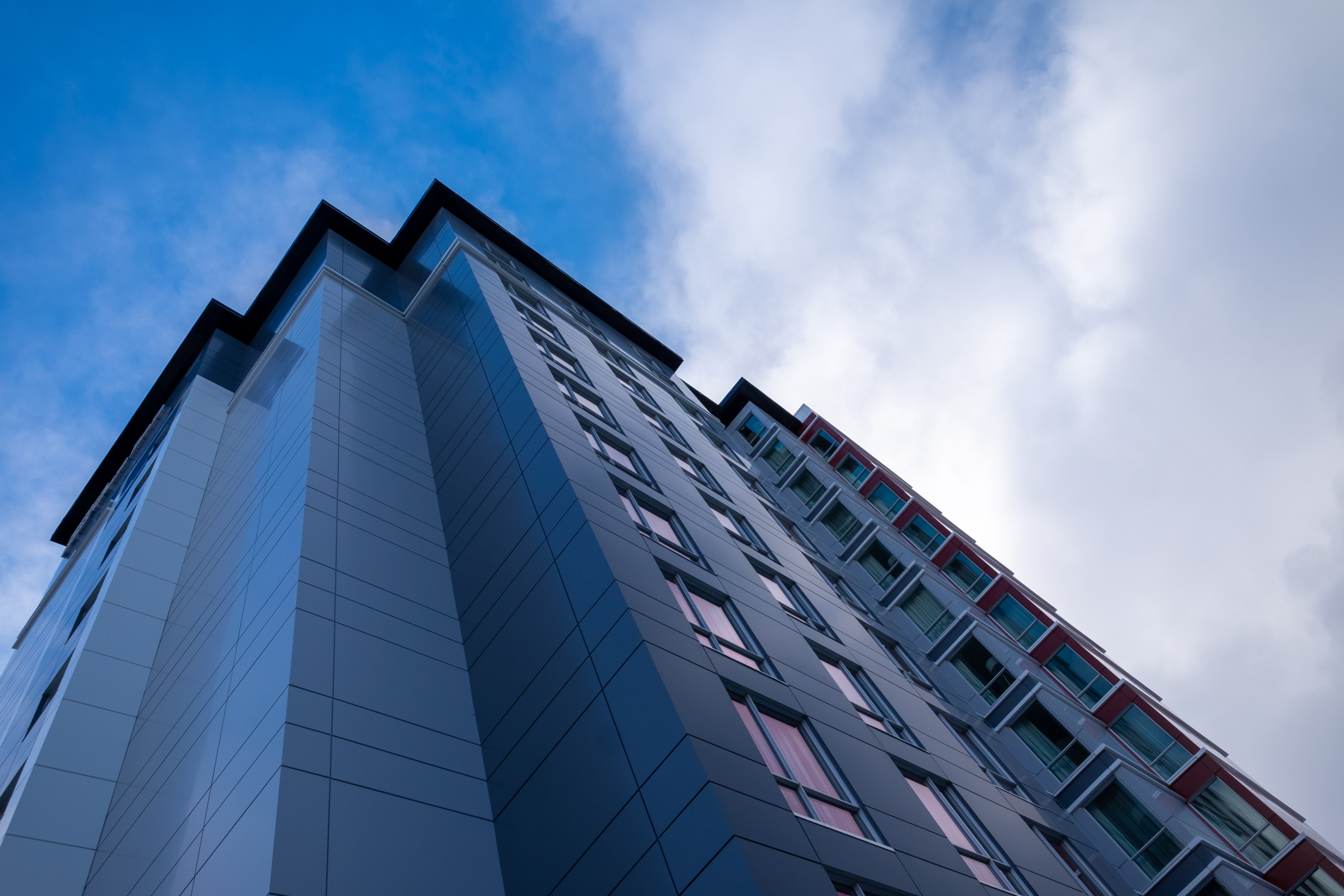 A building standing tall showcasing commercial cladding